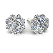 Boucles d'oreilles diamant naturel rond 1.16 carat or blanc Milena